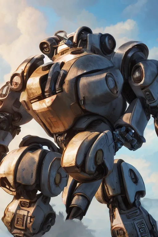 Image similar to mechwarrior 5 : mercenaries mech megaman transformer robot boss tank engine game octane render, 4 k, hd 2 0 2 2 3 d cgi rtx hdr style chrome reflexion glow fanart, global illumination ray tracing hdr fanart arstation by ian pesty by jesper ejsing pixar and disney unreal zbrush central hardmesh