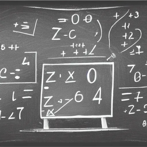Prompt: a pencil sketch of an old mathematician solving equations on a large chalkboard