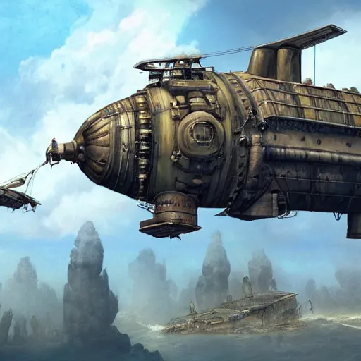 Image similar to a heavily armed airship shaped like a manatee, steampunk, ultra realistic, concept art, intricate details, highly detailed, photorealistic, octane render, 8 k, unreal engine, art by frank frazetta, simon bisley, brom