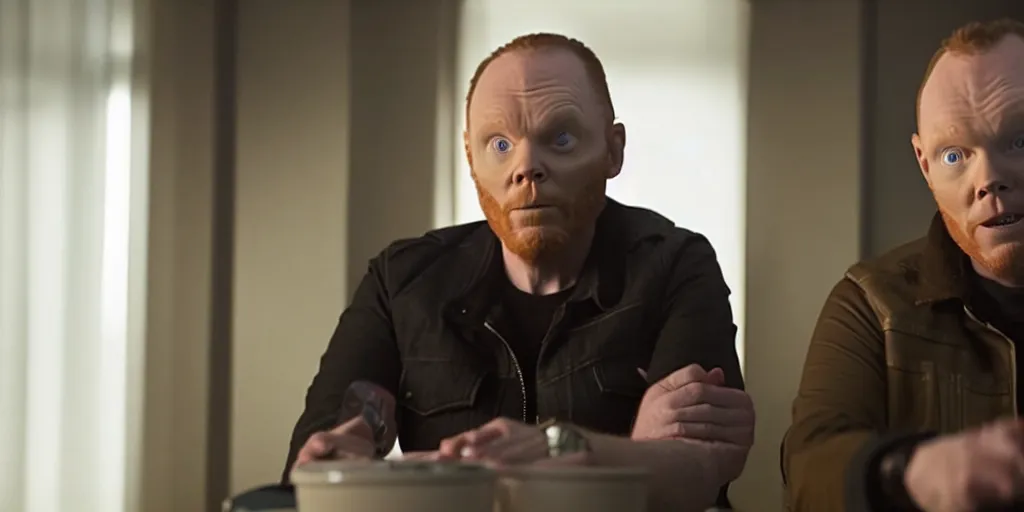 Prompt: a film still of Bill burr in Prey, high quality