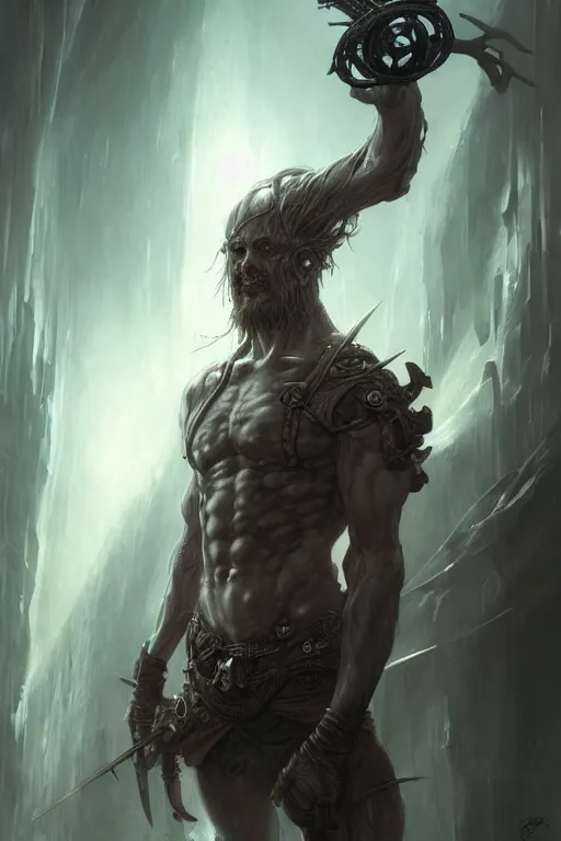 Image similar to cyclops, one - eyed man, by wlop, by luis royo, by peter mohrbacher, concept art, digital illustration, intricate, masterpiece, elegant, super detailed, unreal engine rendering, smooth, sharp focus, artstation hq