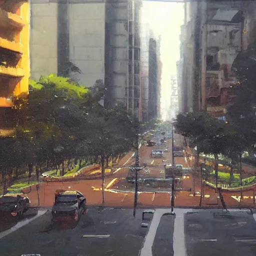 Image similar to Avenida Paulista painted by Greg Rutkowski