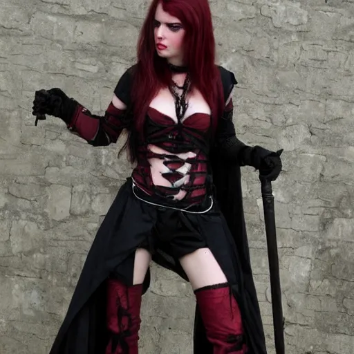 Image similar to full body photo of a female vampire warrior