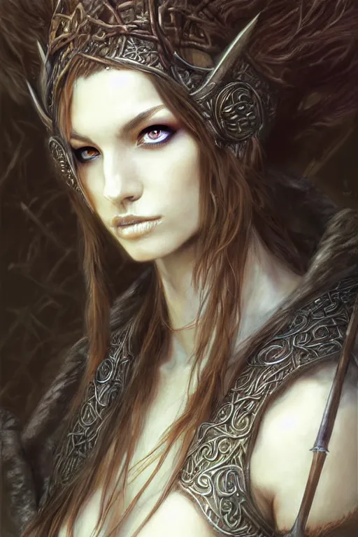 Prompt: head and shoulders portrait of a druid, female, high fantasy, dnd, by stanley artgerm lau and luis royo