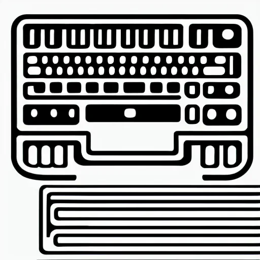 Prompt: a vector illustration of keyboard, black and white, white background