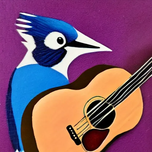 Image similar to bluejay playing a guitar