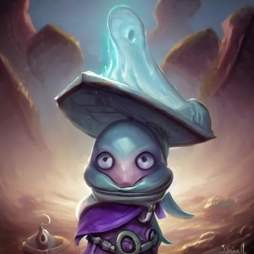Image similar to cute little anthropomorphic violet sea-snail sorcerer wearing crypt baldric, tiny, small, miniature animal, baby animal, short, pale blue armor, cute and adorable, pretty, beautiful, DnD character art portrait, matte fantasy painting, DeviantArt Artstation, by Jason Felix by Steve Argyle by Tyler Jacobson by Peter Mohrbacher, cinematic lighting