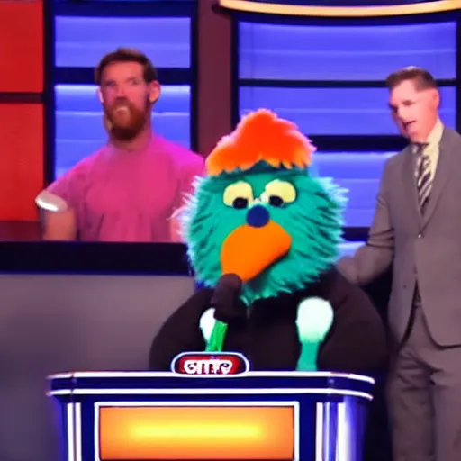 Image similar to Gritty versus Philly Phanatic on Family Feud