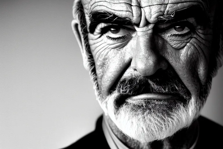 Image similar to Closeup Portrait of Sean Connery, half face, by Steve McCurry, supersharp, crisp, 8K, award winning portrait