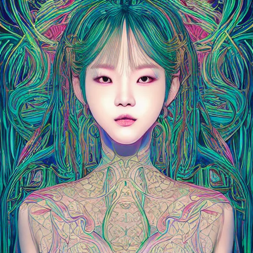 Prompt: the portrait of an absurdly beautiful, graceful, elegant, and sophisticated young kpop idol made of bulbs of garlic, an ultrafine detailed illustration by james jean, intricate linework, bright colors, final fantasy, behance contest winner, vanitas, angular, altermodern, unreal engine 5 highly rendered, global illumination, radiant light, detailed and intricate environment