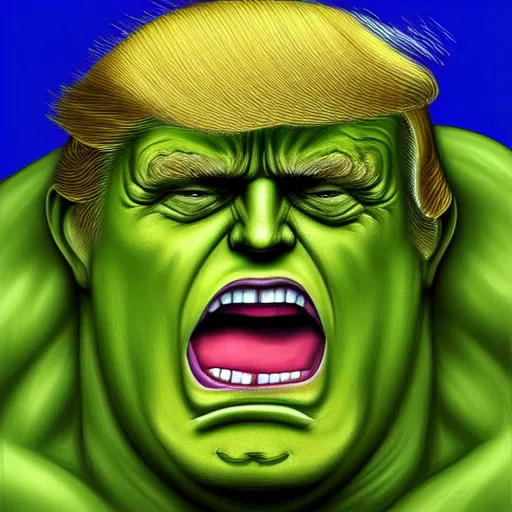 Prompt: Digital painting of Donald Trump as The Hulk, from The Avengers (2012)