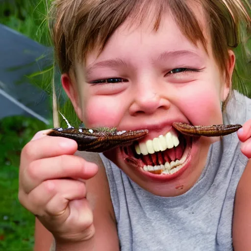 Image similar to portrait of very happy Rhianna eating gigantic bugs,