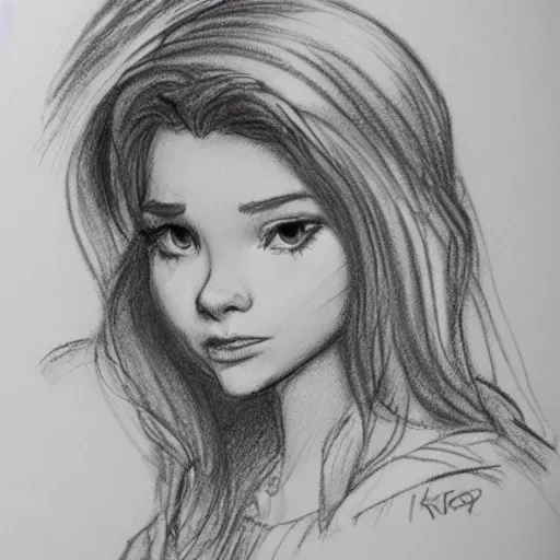 Image similar to milt kahl pencil sketch of chloe grace moretz as snow white