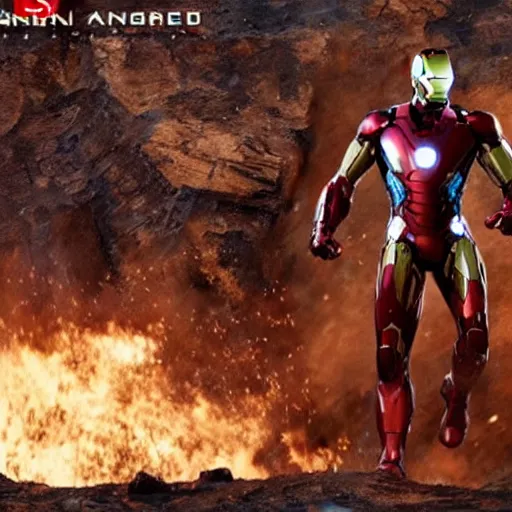 Image similar to black gold ironman suit mark 67 avengers movie screencap