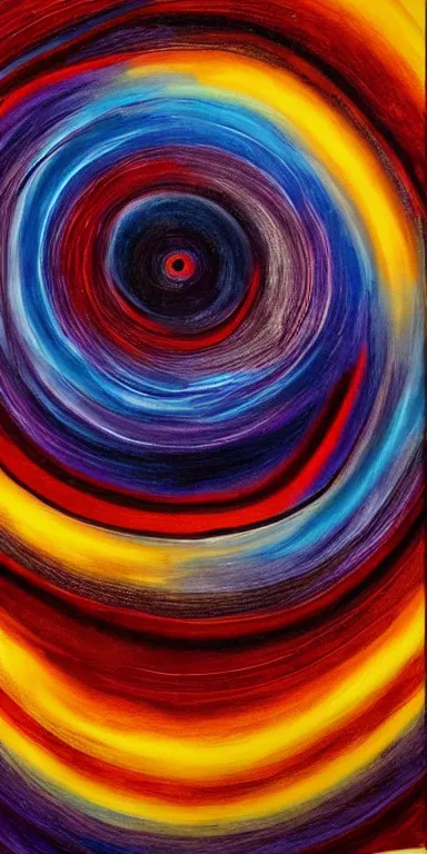 Prompt: cosmic folding in spacetime by marina apollonio, spooky autumnal colours, expressionist, minimal, spiral form