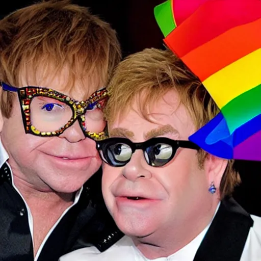 Image similar to gay puting kissing elton john