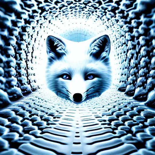 Image similar to hyperrealism photography computer simulation visualisation of parallel universe cgi anime scene with white fox by caravaggio rendered in mandelbulb 4 d