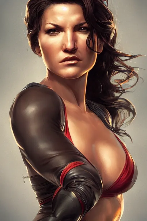 Image similar to Gina Carano as a heroine, digital painting, artstation, concept art, smooth, sharp focus, illustration, art by artgerm and donato giancola and Joseph Christian Leyendecker, Ross Tran, WLOP