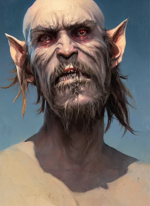 Image similar to A goblin pirate, gritty, fantasy character portrait, ocean background, artwork by Jeremy Lipkin and Giuseppe Dangelico Pino and Michael Garmash and Rob Rey, very coherent asymmetrical artwork, sharp edges, perfect face, simple form, 100mm