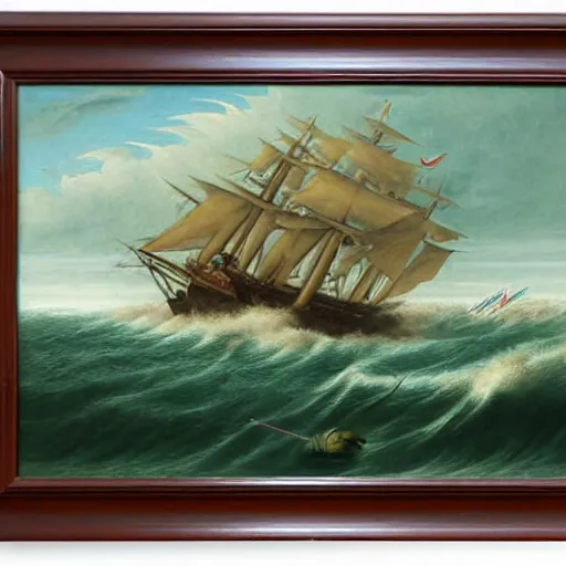 Image similar to seamonster attacking a ship, by george philip reinagle