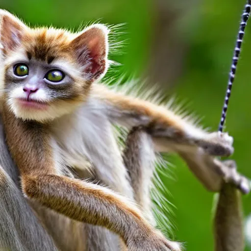 Image similar to a hybrid between a cat and a spider monkey