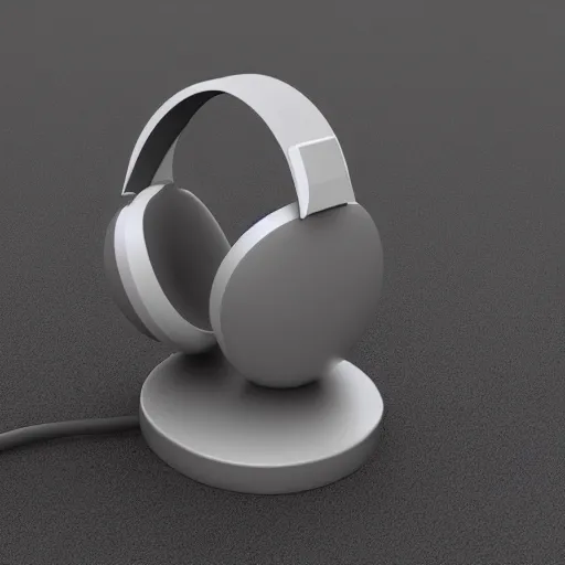 Image similar to headphone stand, futuristic, techno, cyberpunk, product design, 3 d render, 3 d concept, isometric design, fun, swag, cute