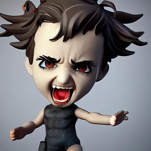 Image similar to a digital 3 / 4 portrait of a crazy eyed greek god yelling, by antonio mello, 3 d nft, nendoroid 3 d, cyberpunk artm, cgsociety, seapunk, anime aesthetic, rendered in maya