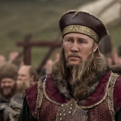 Image similar to Putin In the Vikings 4K quality super realistic