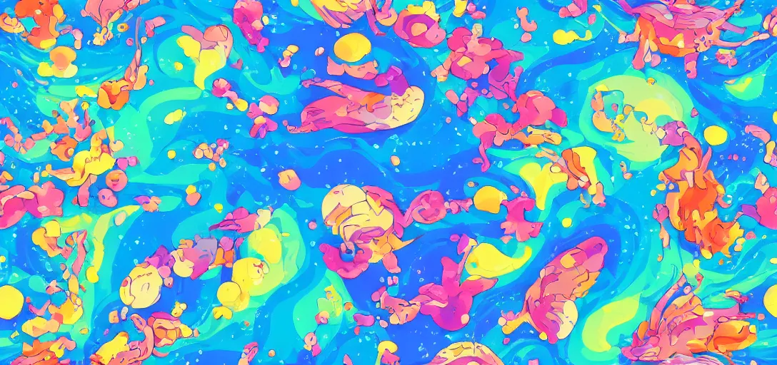 Prompt: colorful pattern of water in the style of ghibli, zelda, ponyo