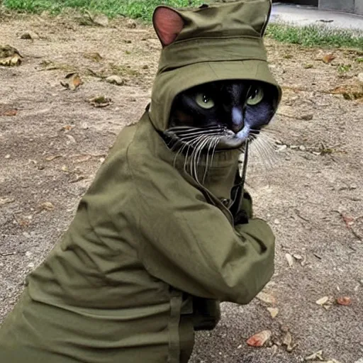 Image similar to cat using army clothes