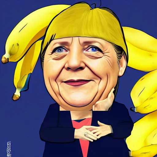 Prompt: angela merkel as a banana, caricature