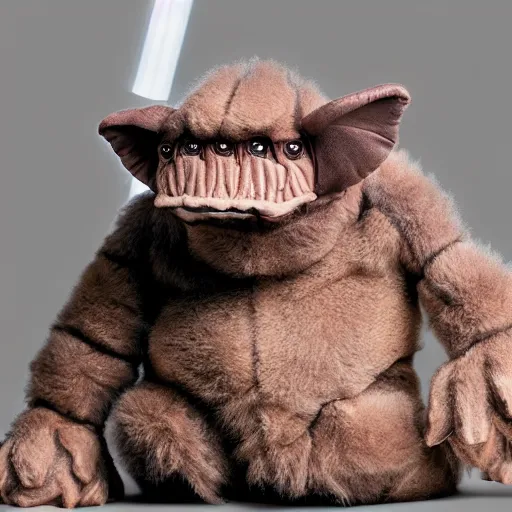 Image similar to an adorable fuzzy baby rancor from star wars