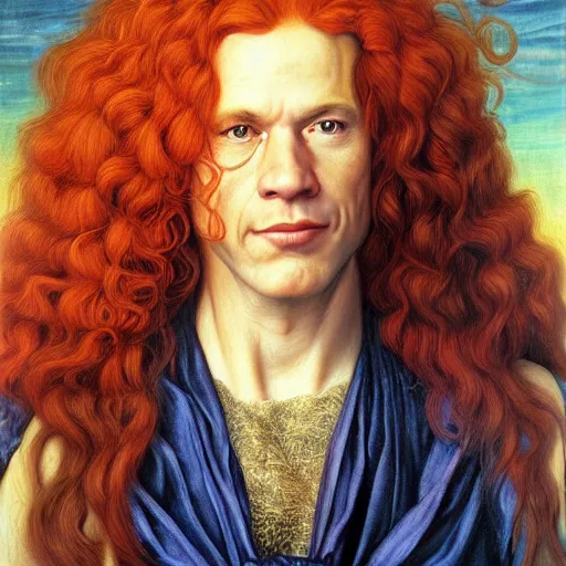 Image similar to Pre-Raphaelite portrait of American Actor Carrot Top, Artgerm