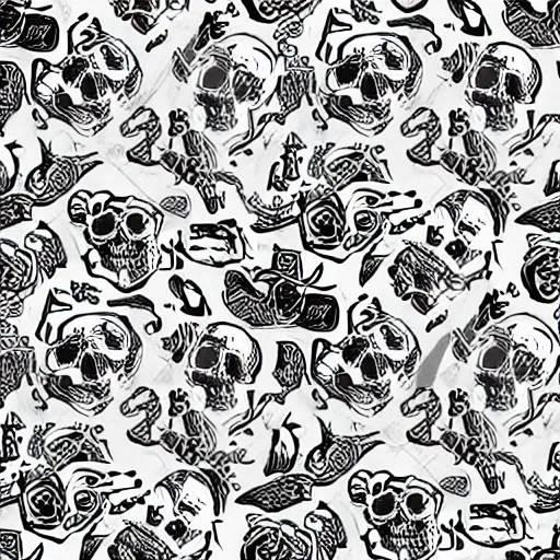 Image similar to old school, retro vintage doodle tattoo seamless pattern. rose, skull, knife. - h 6 4 - w 8 9 6