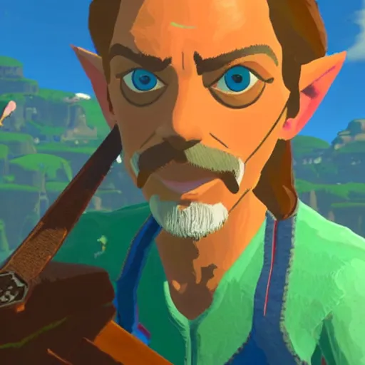 Prompt: Steve Buscemi in The Legend of Zelda Breath of the Wild