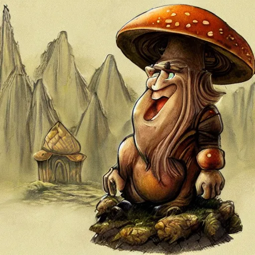 Image similar to mushroom troll fantasy concept art depardieu