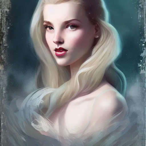 Prompt: a portrait of lily colins by charlie bowater and anna dittmann and gil elvgren.