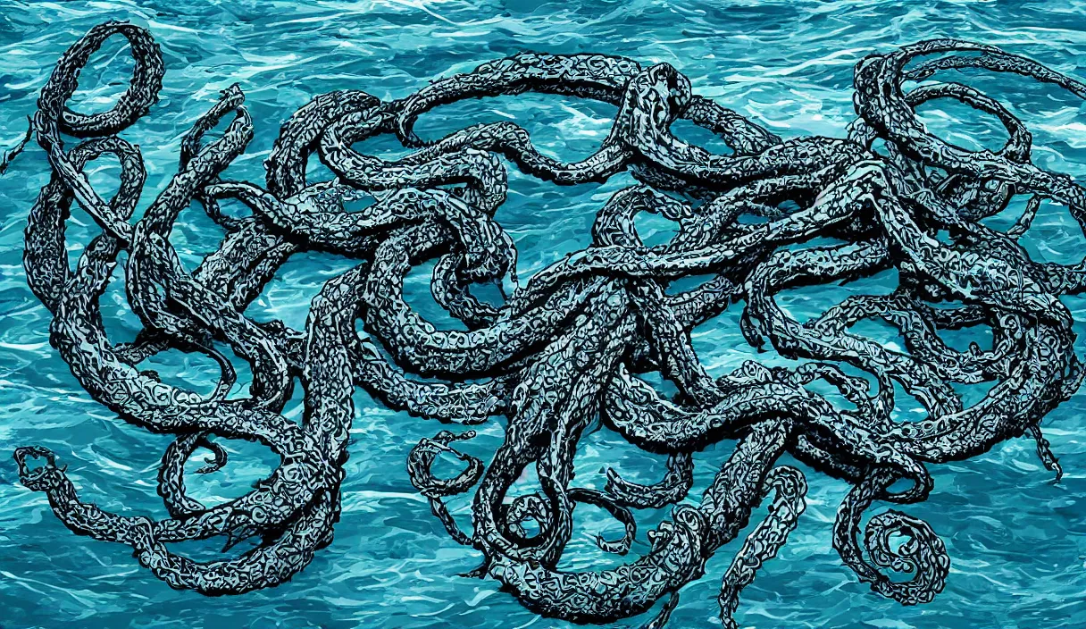 Image similar to kraken in the middle of the sea, hd, hdr, 8 k