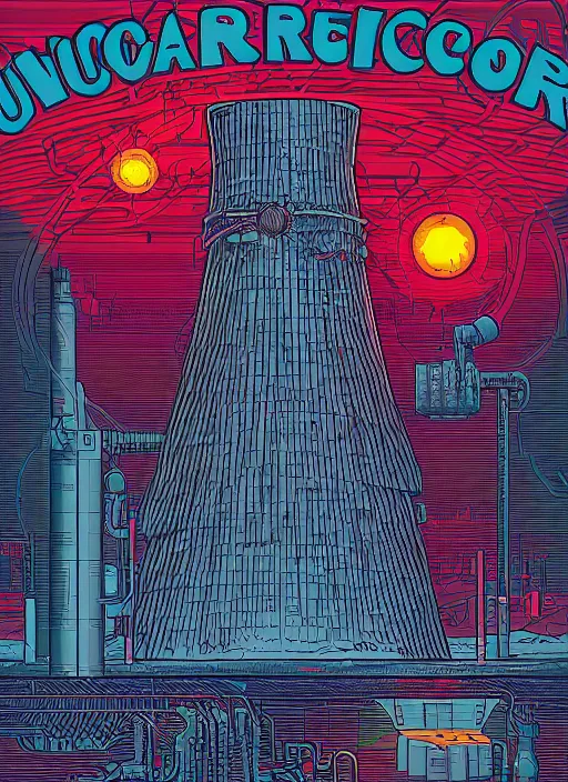 Prompt: a nuclear reactor control rods by Dan Mumford