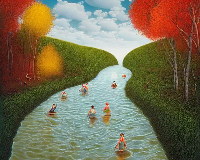 Image similar to a river runs through your heart, an ultrafine detailed painting by rafal olbinski, behance contest winner, pop surrealism, detailed painting, very detailed, minimalist, skeuomorphic, airbrush art