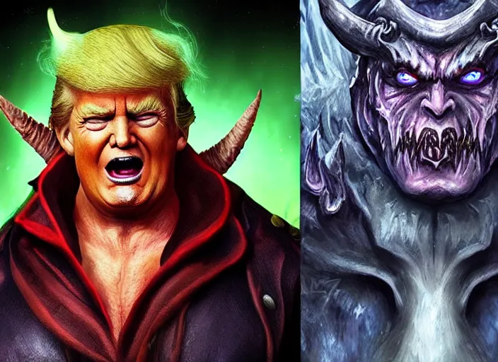 Image similar to donald trump as demon in world of warcraft