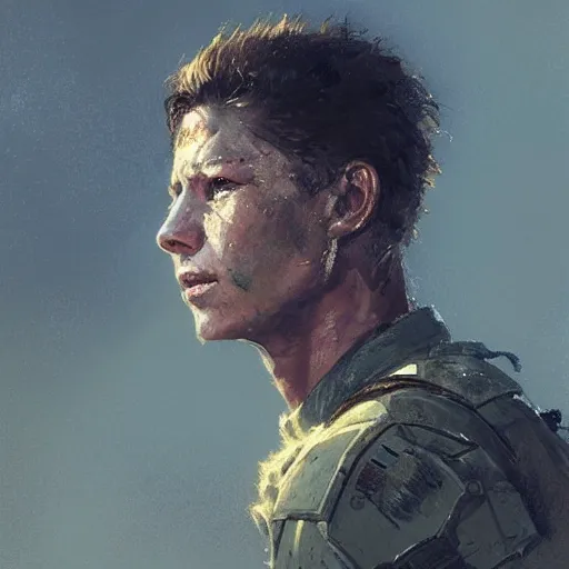 Prompt: portrait of a man by greg rutkowski, tye sheridan as a colonial marine, from aliens franchise, he is about 2 0 years old, military composure, highly detailed portrait, digital painting, artstation, concept art, smooth, sharp foccus ilustration, artstation hq