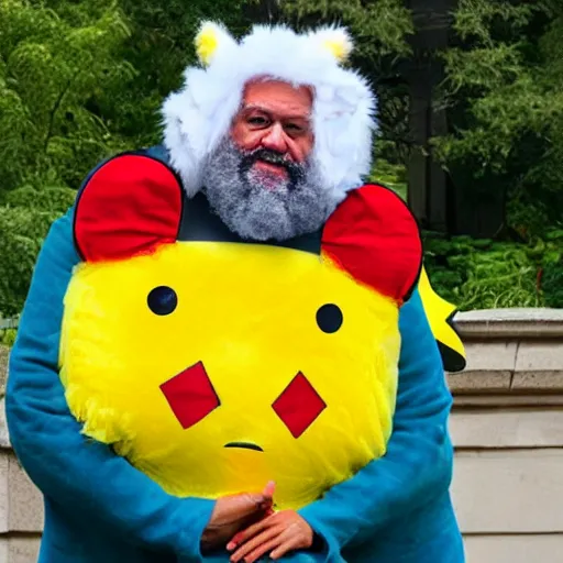 Image similar to karl marx in a pikachu costume