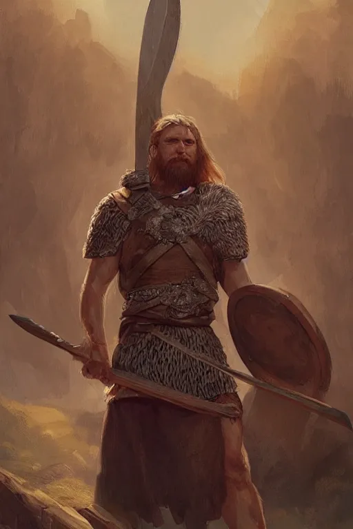 Prompt: a viking king with an axe, highly detailed, digital painting, artstation, concept art, sharp focus, illustration, art by artgerm and greg rutkowski and alphonse mucha