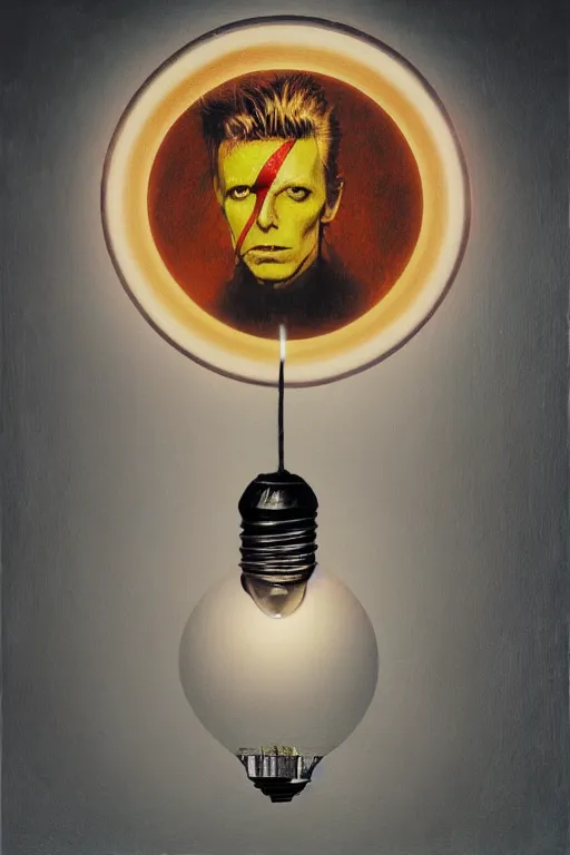 Image similar to portrait of david bowie's head inside an upside down light bulb, kintsugi, modern fine art, fractal, intricate, elegant, highly detailed, digital photography, subsurface scattering, by banksy and basquiat and greg rutkowski,