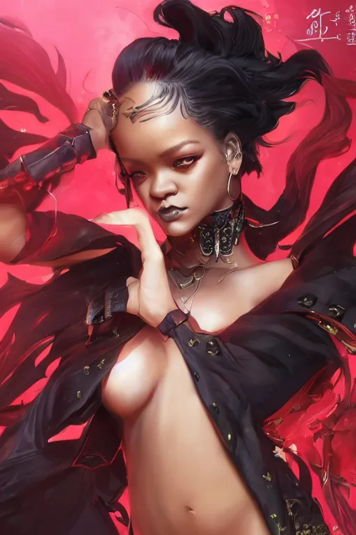 Image similar to Rihanna in a blade and soul spinoff artbook rendered by the artist Taran Fiddler, Joe Madureira, Nadezhda Tikhomirova, Jiyun Chae, Lê Long, trending on Artstation by Hyung Tae Kim, artbook, Stanley Artgerm Lau, WLOP, Rossdraws , James Gurney