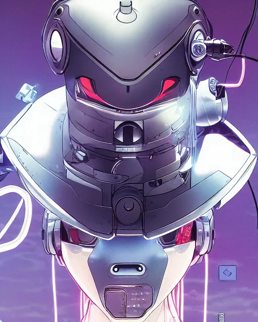 Image similar to portrait of a rat as a robot, cybernetic enhancements, art by makoto shinkai and alan bean, yukito kishiro