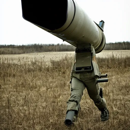 Image similar to a rocket launcher explosive deer military animal beast, huge, powerful, rocket, launcher, scary, anger, rage, canon eos c 3 0 0, ƒ 1. 8, 3 5 mm