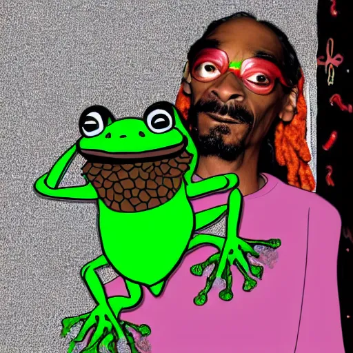 Image similar to Snoop Dogg. FROG. Curvy Female body.