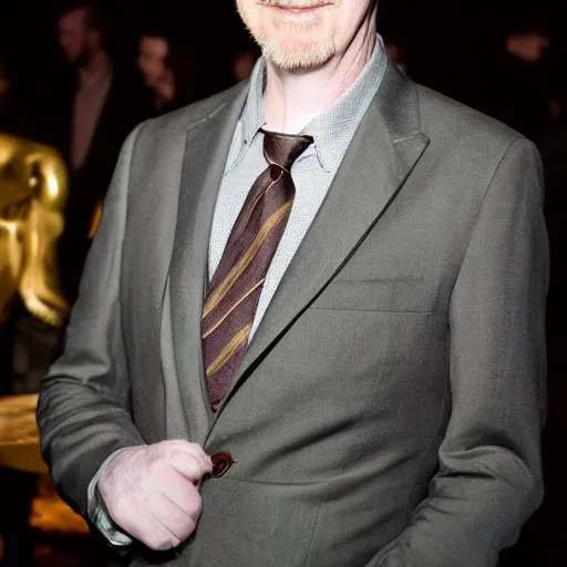 Image similar to adam savage in a fancy suit by a upscale party